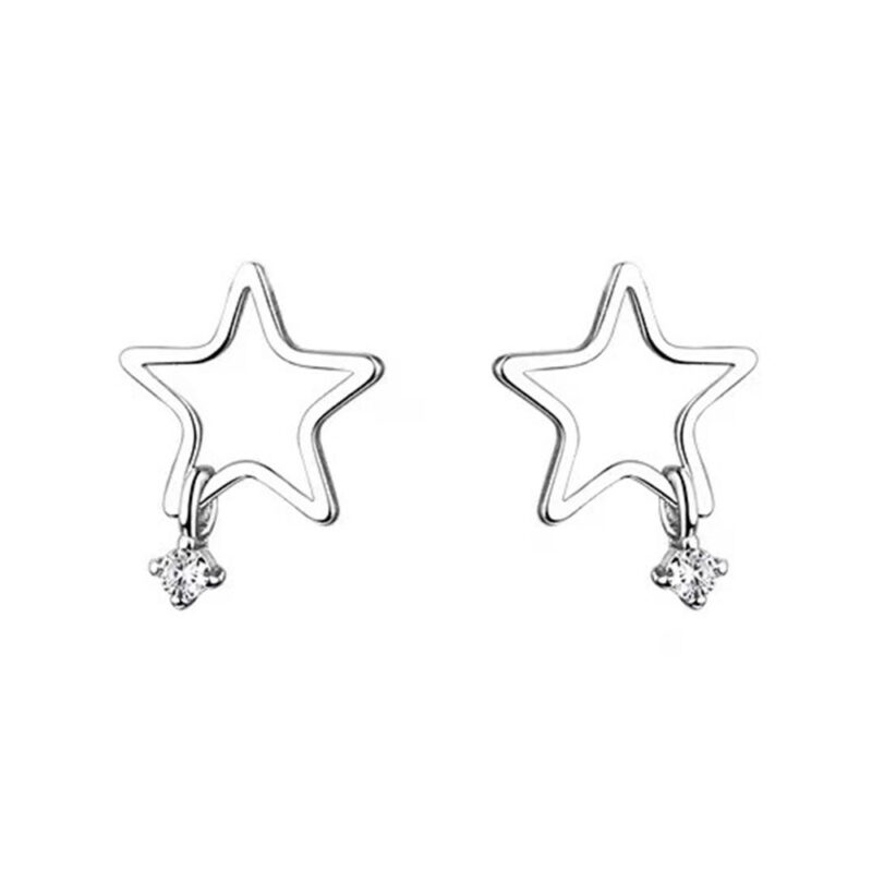 Silver Needle Five-pointed Star Simple Exquisite Petite Earrings - Image 2