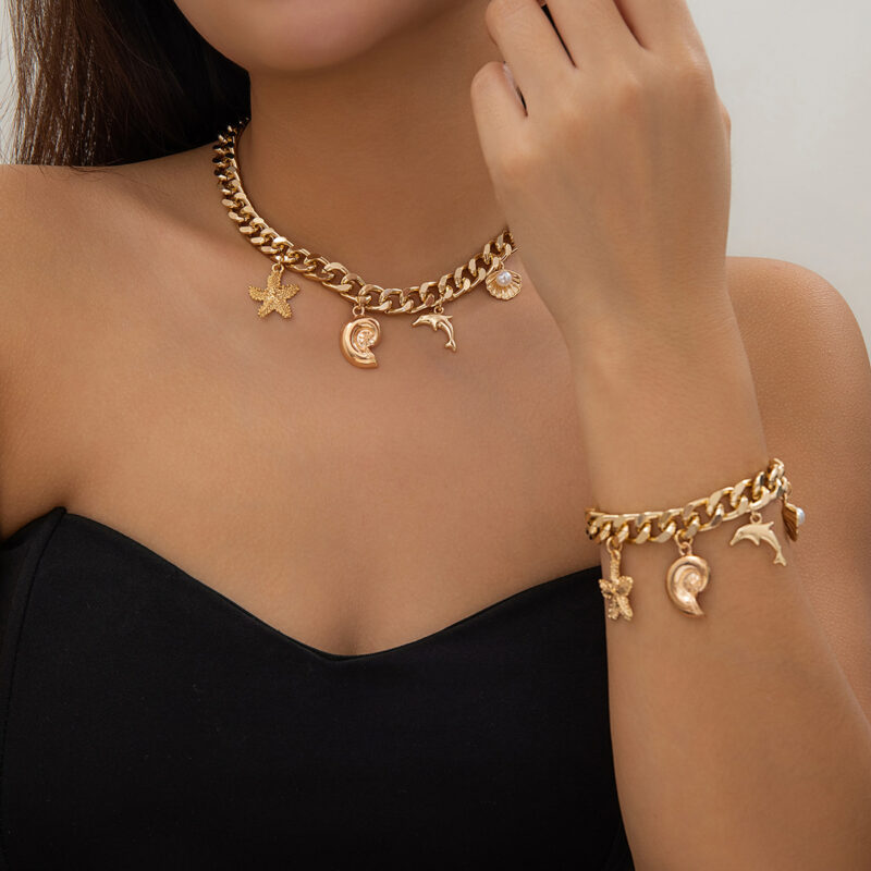 Fashion Ocean Style Pearl Bracelet And Necklace - Image 2