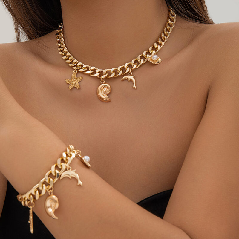 Fashion Ocean Style Pearl Bracelet And Necklace