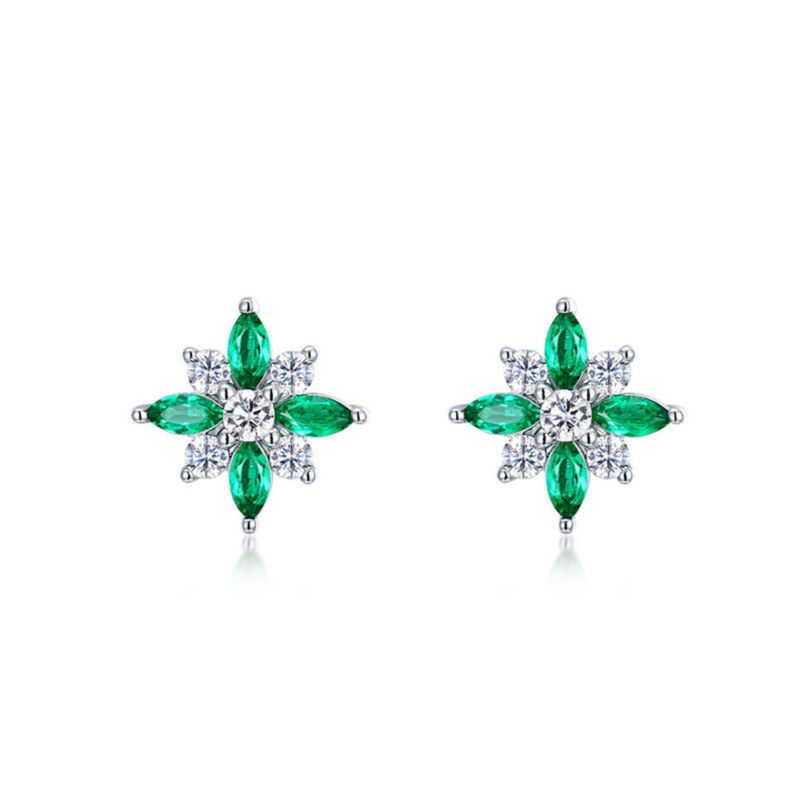 Micro Inlaid Zircon Flower Two-color Stud Earrings For Women - Image 7