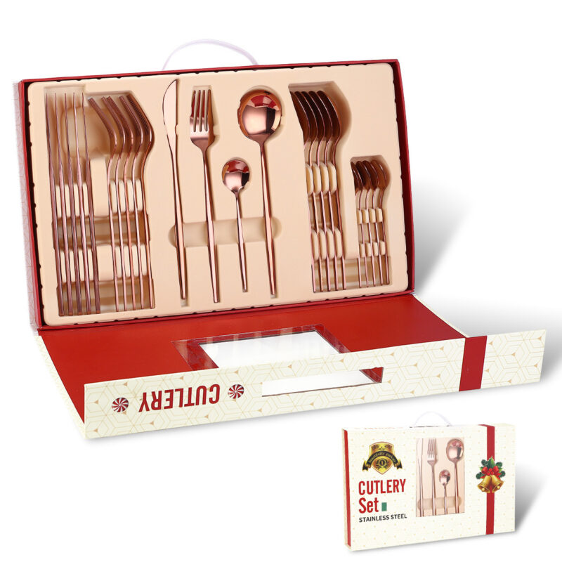 Portugal Stainless Steel Knife, Fork And Spoon 24-Piece Gift Tableware Set - Image 5