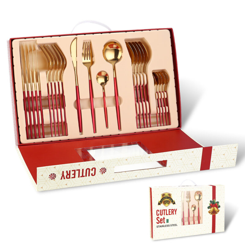 Portugal Stainless Steel Knife, Fork And Spoon 24-Piece Gift Tableware Set - Image 2