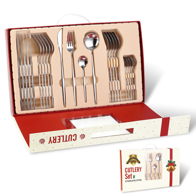 Portugal Stainless Steel Knife, Fork And Spoon 24-Piece Gift Tableware Set - Image 4