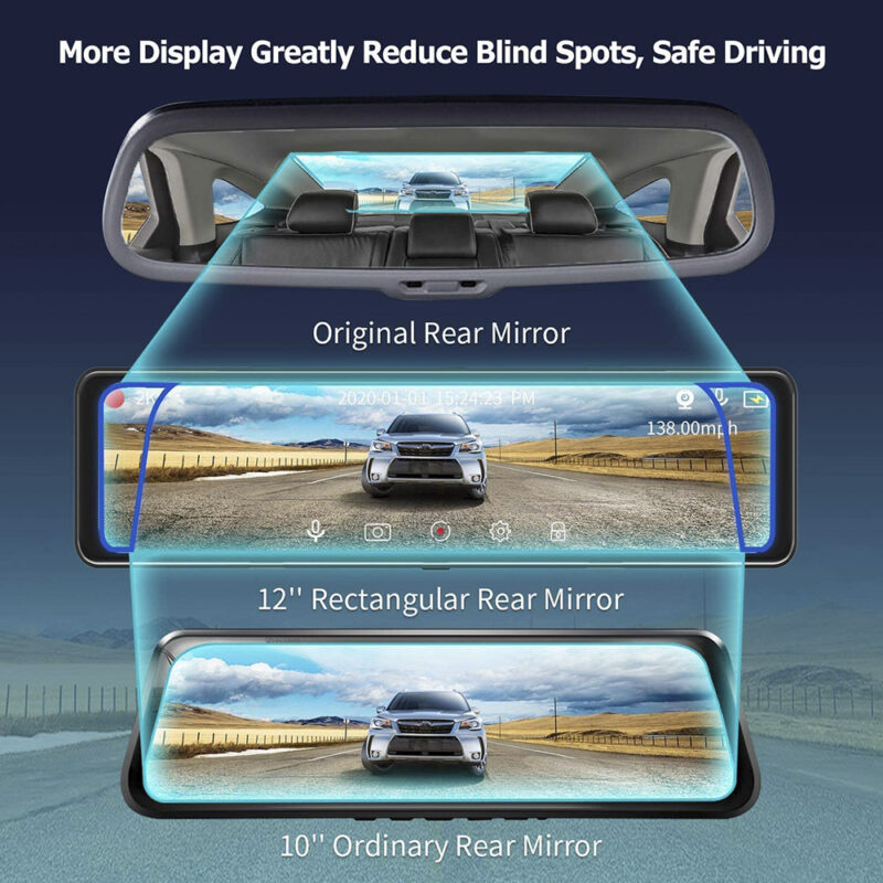 Streaming Media Car DVR Loop Recording Front And Rear Lens 1080P2K 12 Inch - Image 3