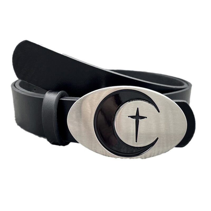Personalized Distressed Metal Oval Moon Snap Button Decoration Belt - Image 5