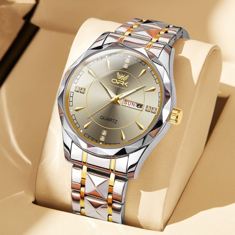 Stainless Steel Business Double Calendar Waterproof Men's Watch - Image 6