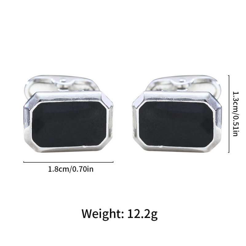 European And American Round Geometric Black Gemstone Cufflinks - Image 6