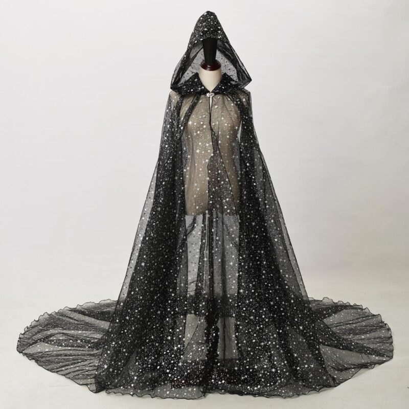 Stage Costume Shiny Bronzing Hooded Cape