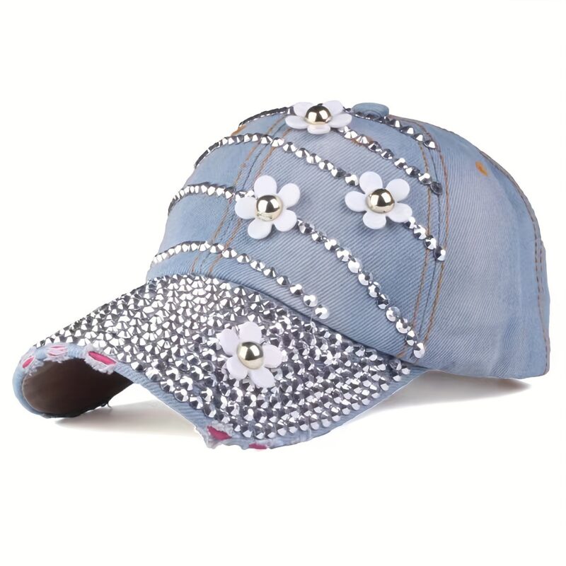 Four Flower Studded Diamond Duckbill Cap - Image 2