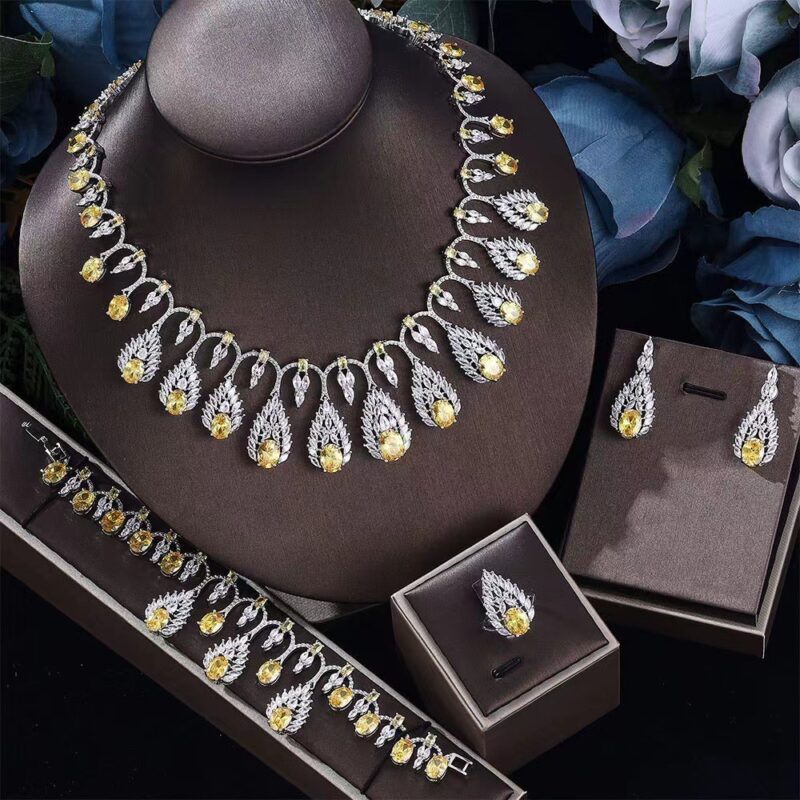 Sparkling Zircon Bridal Jewelry Set Necklace - Image 4