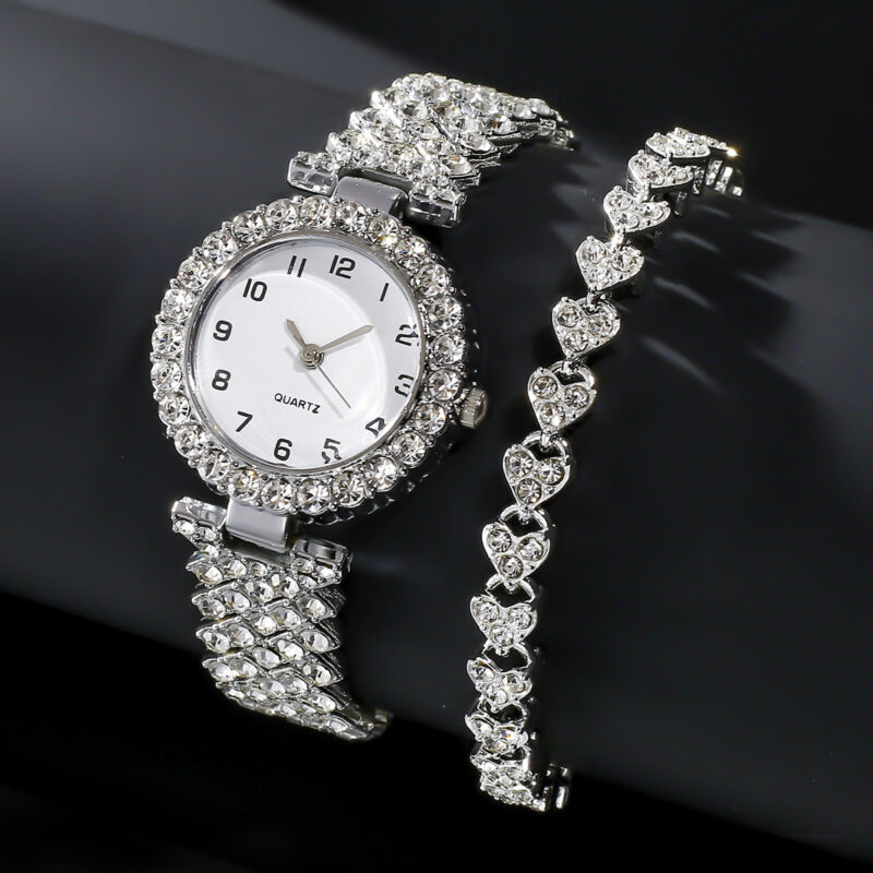 Fashion Jewelry 2pcs Luxury Fashion Women Watch Set Silver Strap Ladies Quartz Wristwatch Alloy Bracelet - Image 6