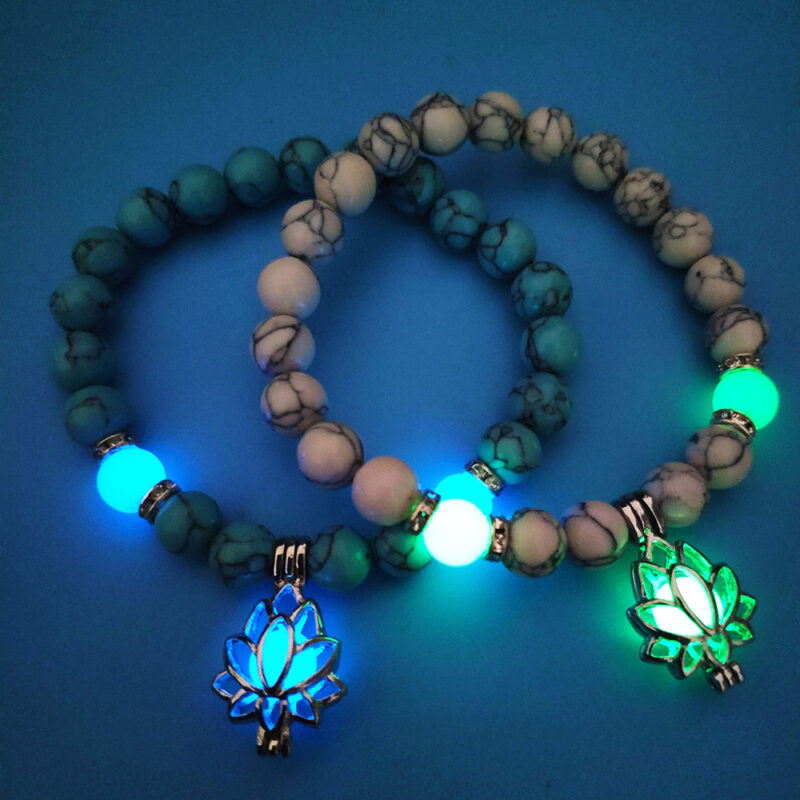 Energy Luminous Lotus Natural Stone Bracelet Yoga Healing Luminous Glow In The Dark - Image 7