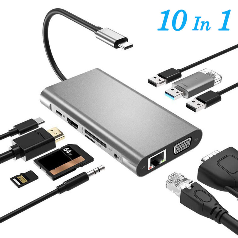 USB Type C to HDMI Ten in one expansion dock usb dock - Image 4