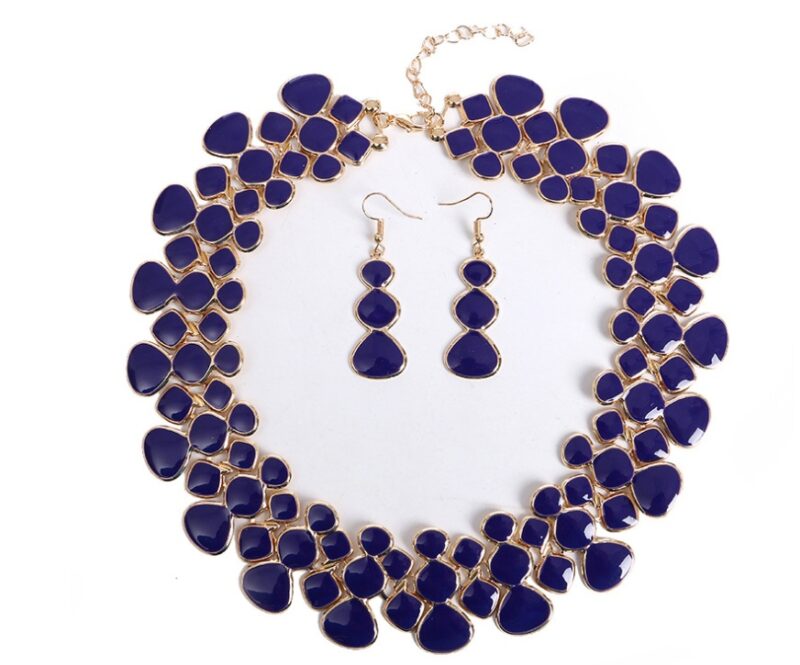 Alloy drop oil geometric irregular short clavicle necklace earrings jewelry set - Image 6