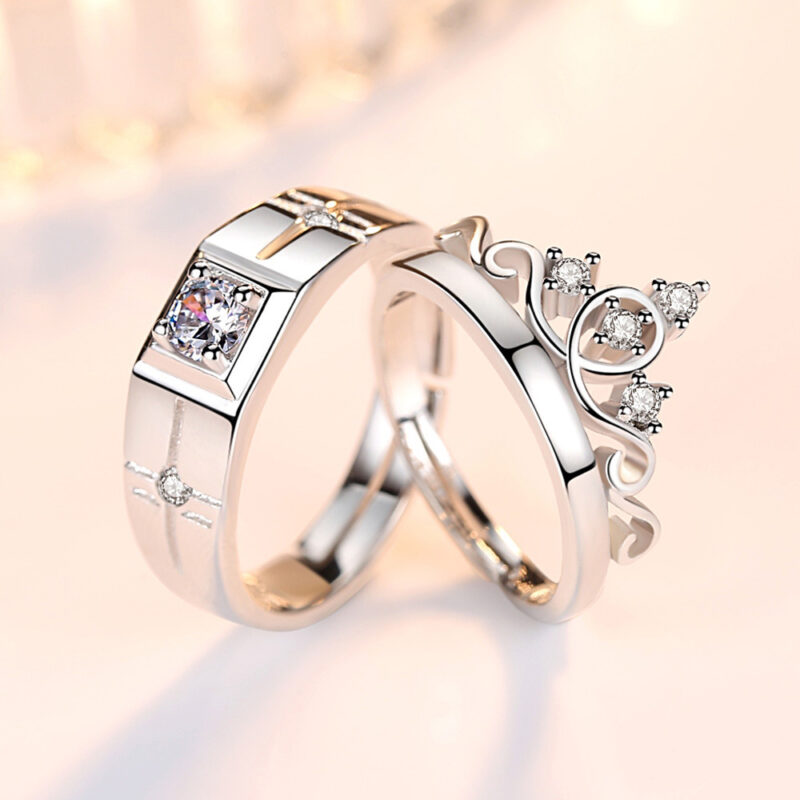 Crown Men's And Women's Diamond Couple Ring - Image 7