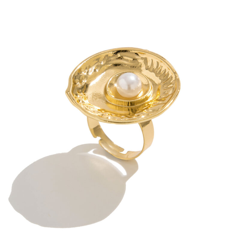 Fashion Inlaid Pearl Flower Ring - Image 2