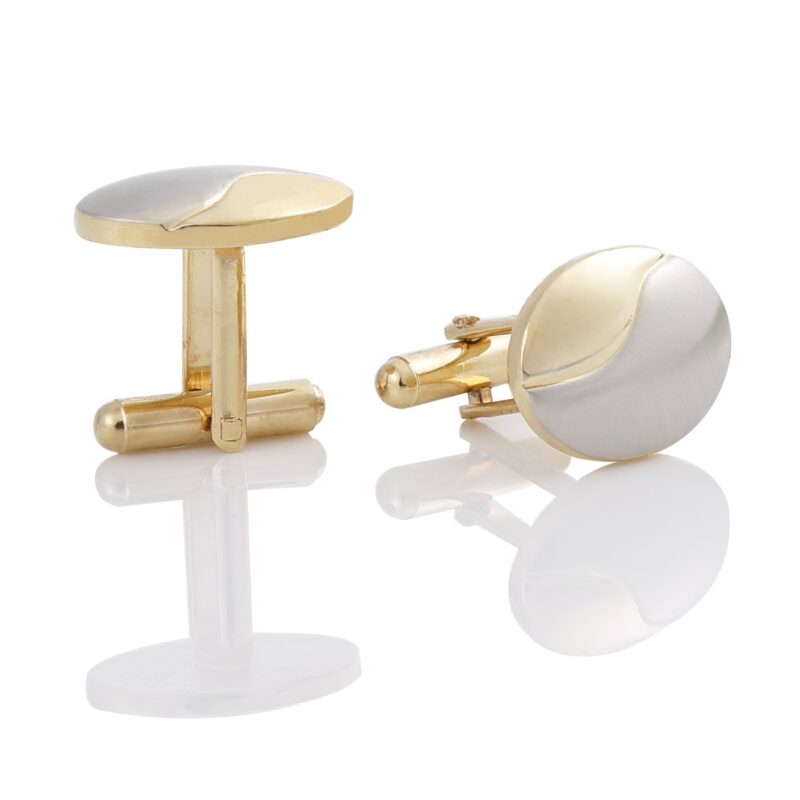 Electroplating Two-tone Men's Cufflinks Gold Brushed Cufflinks - Image 5