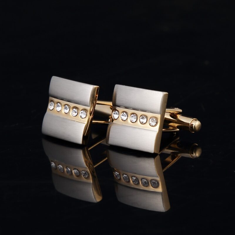 Two-tone Brushed Metal Copper Men's Cufflinks - Image 4