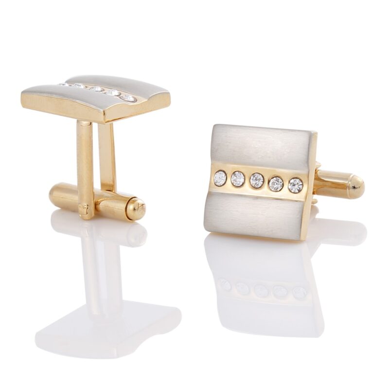 Two-tone Brushed Metal Copper Men's Cufflinks - Image 3