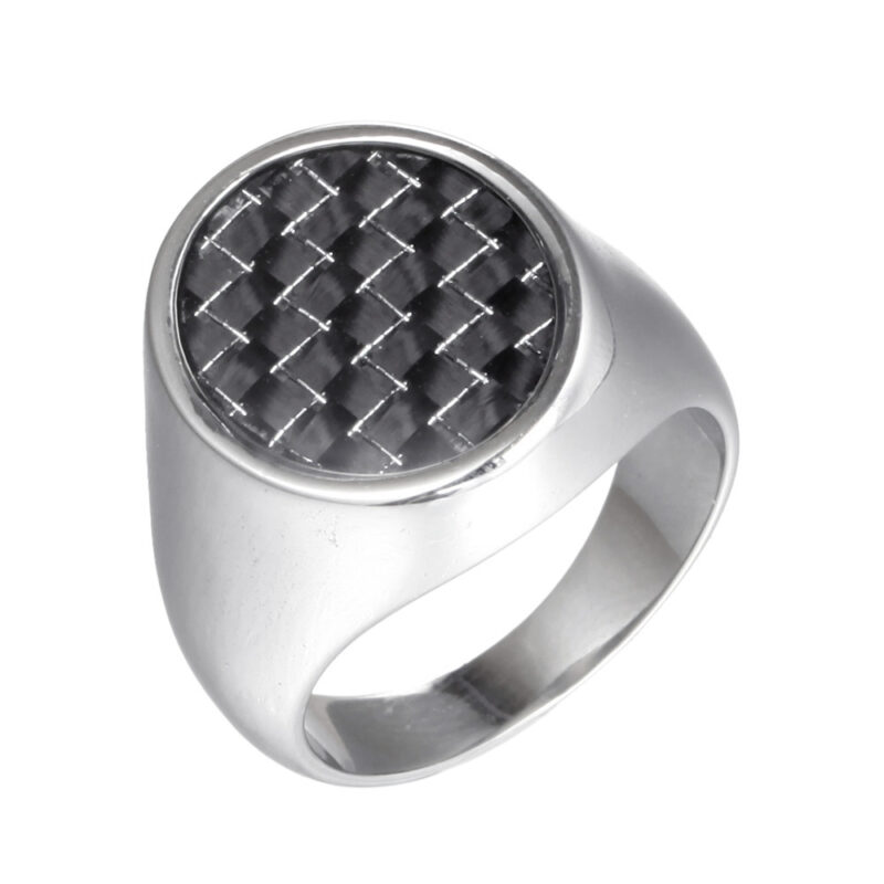 Popular Retro Carbon Fiber Titanium Steel Rings For Men - Image 5