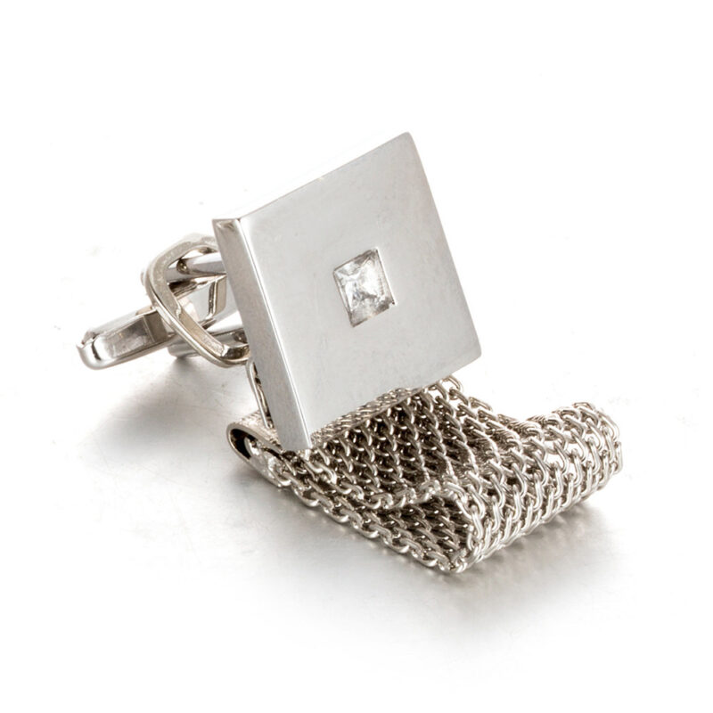 Shirt Cufflinks Chain Chain Square White Crystal Business Cufflinks - Image 3