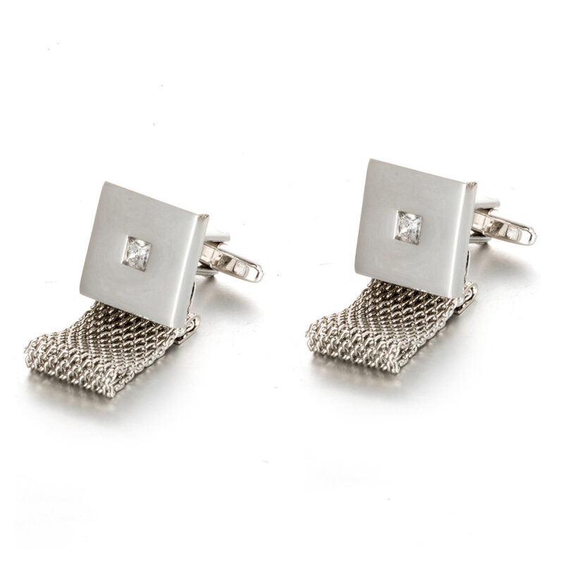 Shirt Cufflinks Chain Chain Square White Crystal Business Cufflinks - Image 6