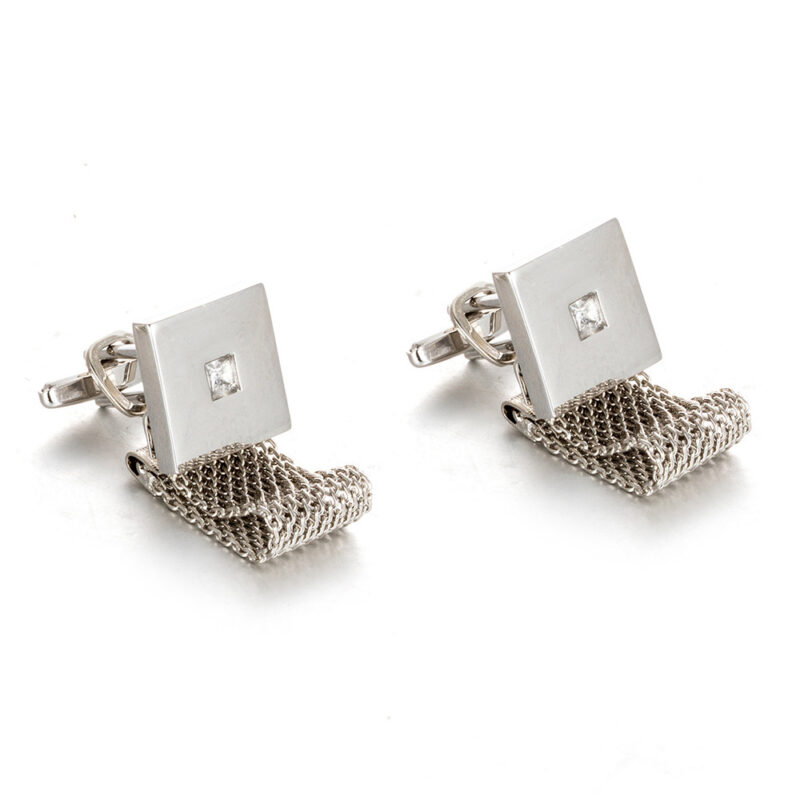 Shirt Cufflinks Chain Chain Square White Crystal Business Cufflinks - Image 5
