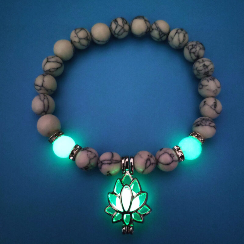 Energy Luminous Lotus Natural Stone Bracelet Yoga Healing Luminous Glow In The Dark - Image 4