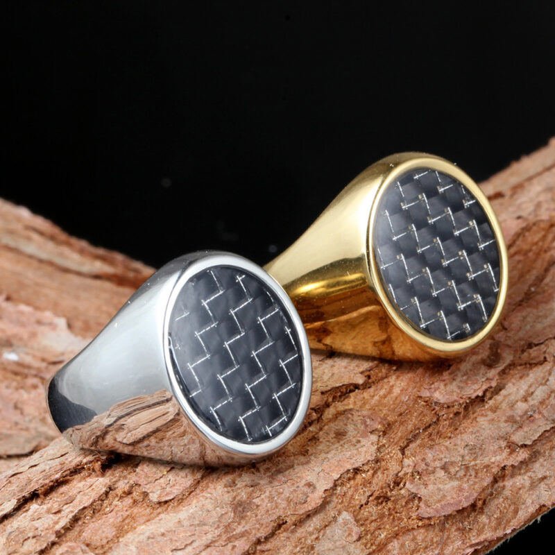 Popular Retro Carbon Fiber Titanium Steel Rings For Men