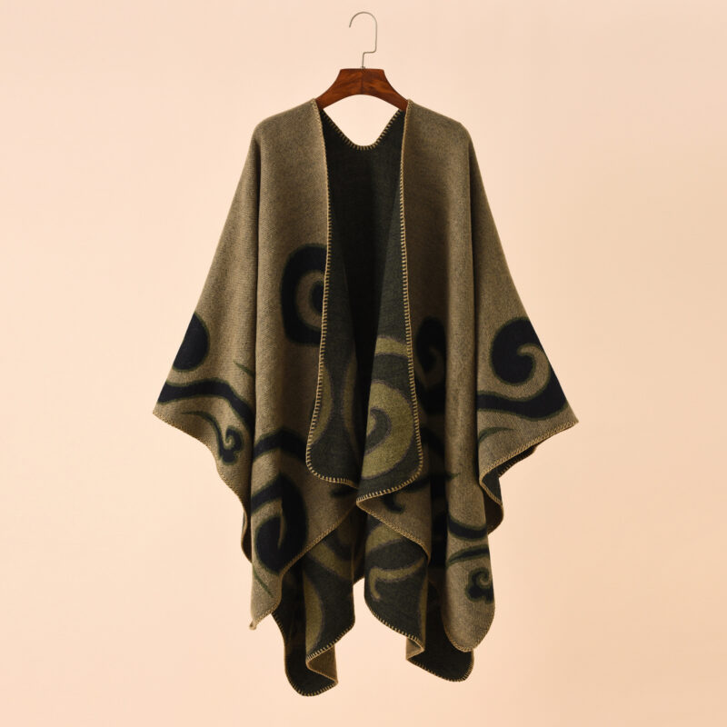 European And American Street Auspicious Clouds Pattern Herringbone Cashmere Warm Shawl - Image 2