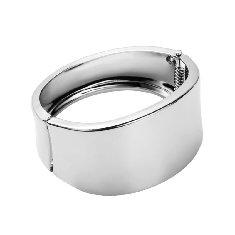 Wide Glossy Geometric Design Spring Bracelet - Image 5