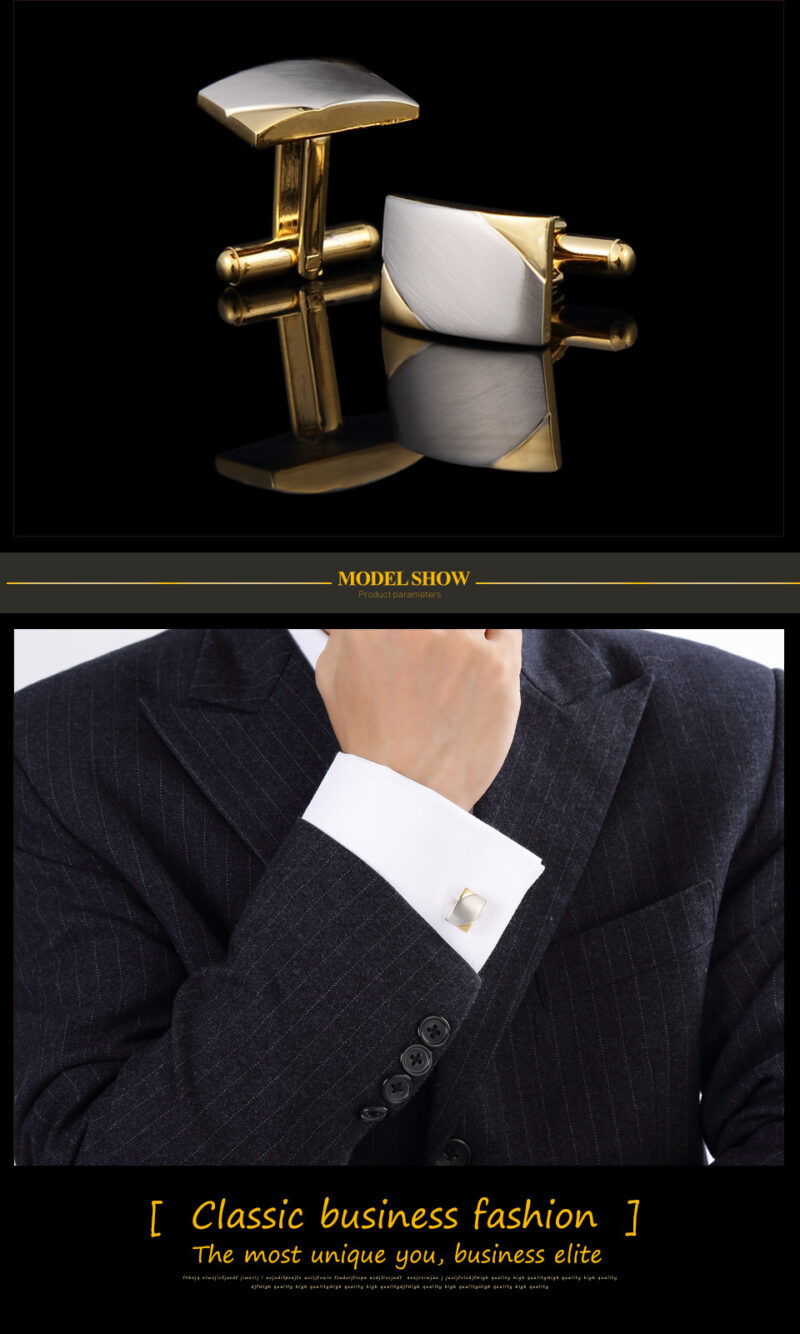 Gold two-tone brushed men's cufflinks - Image 2