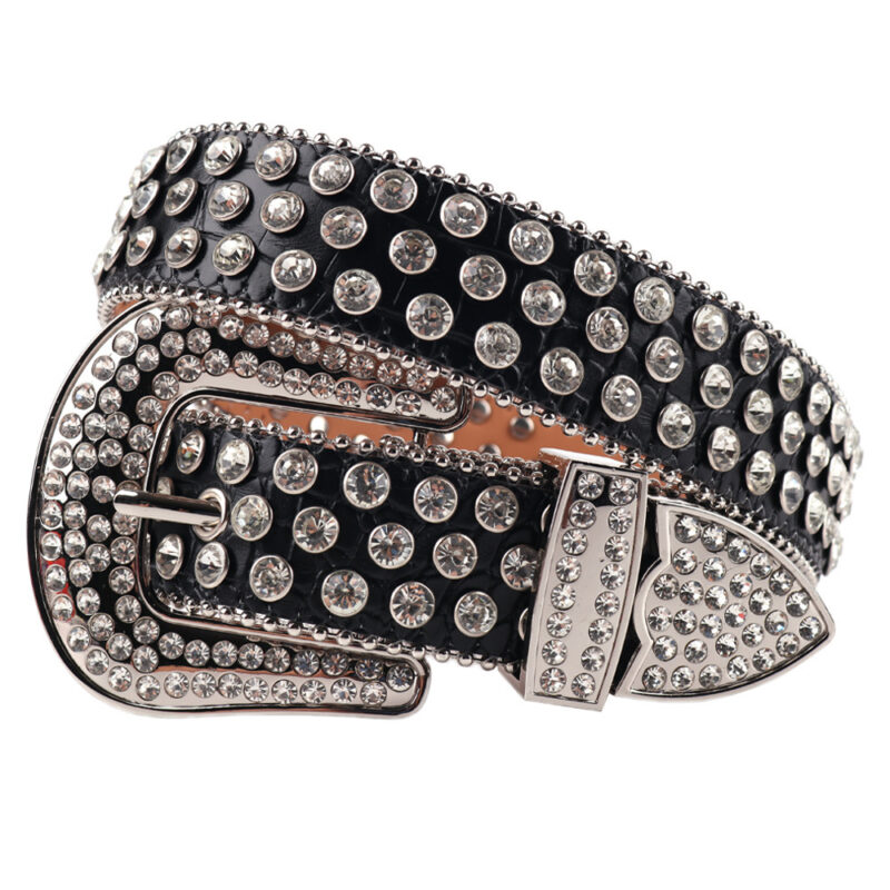 Fashion Trend Rivet Rhinestone Inlaid Belt - Image 2