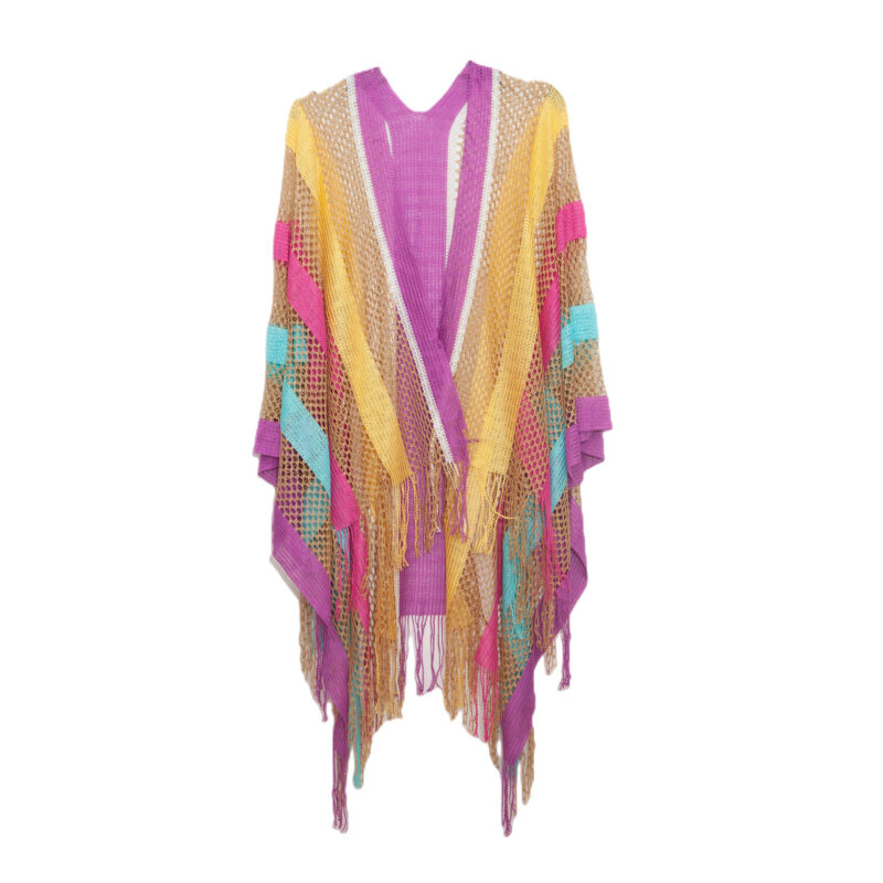 Women's Cloak Travel Ethnic Rainbow Stripes - Image 10