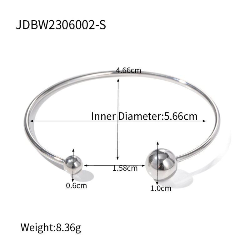 Stainless Steel Irregular Texture Spherical Open-ended Bracelet - Image 7