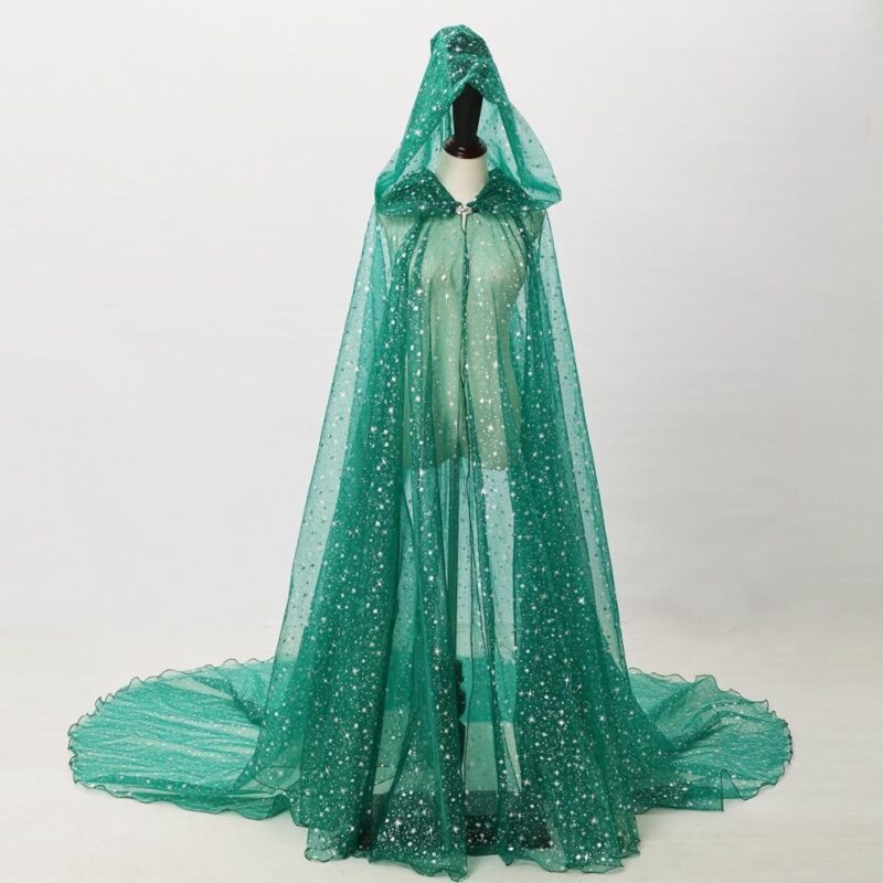 Stage Costume Shiny Bronzing Hooded Cape - Image 5
