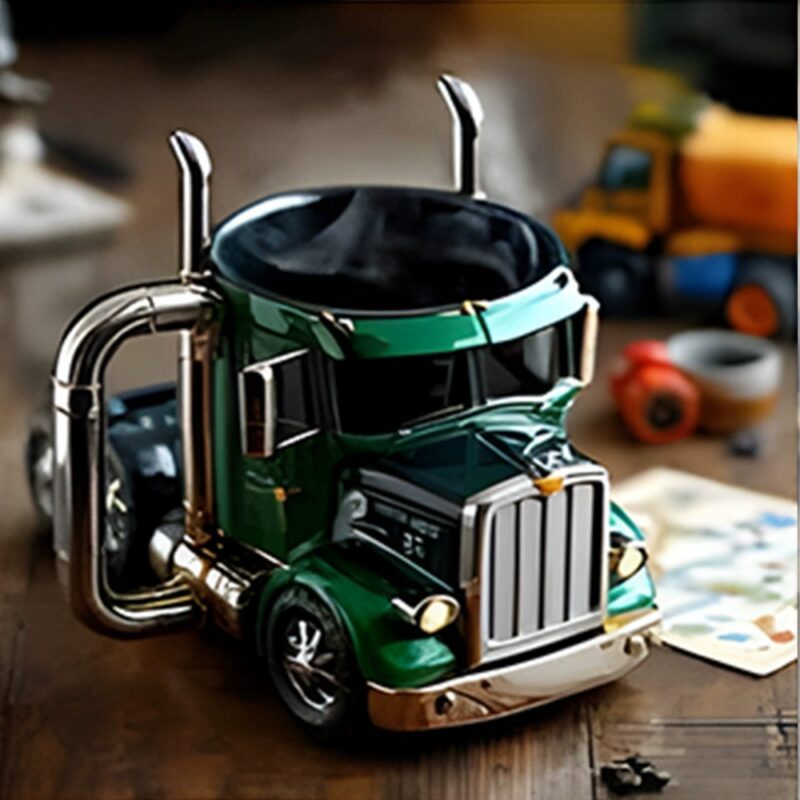 Durable Truck Coffee Mug Semi Truck Handcrafted Coffee Cup - Image 8