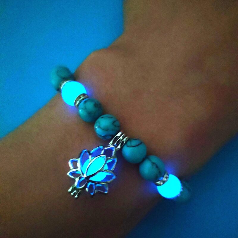 Energy Luminous Lotus Natural Stone Bracelet Yoga Healing Luminous Glow In The Dark - Image 8