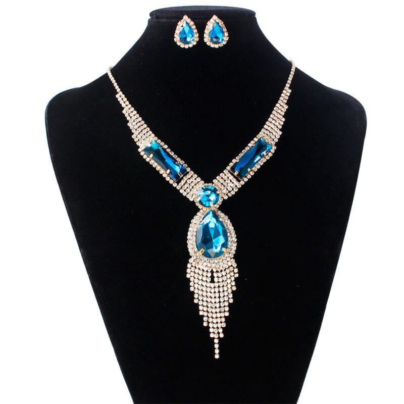 S151 fashion bridal jewelry set, tassel diamond, necklace, earring set - Image 3