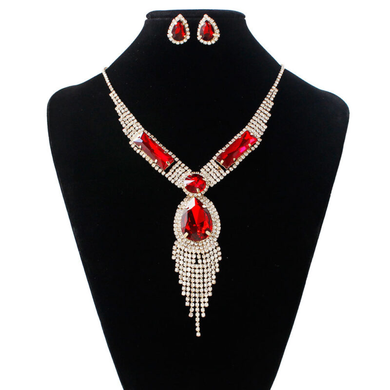 S151 fashion bridal jewelry set, tassel diamond, necklace, earring set