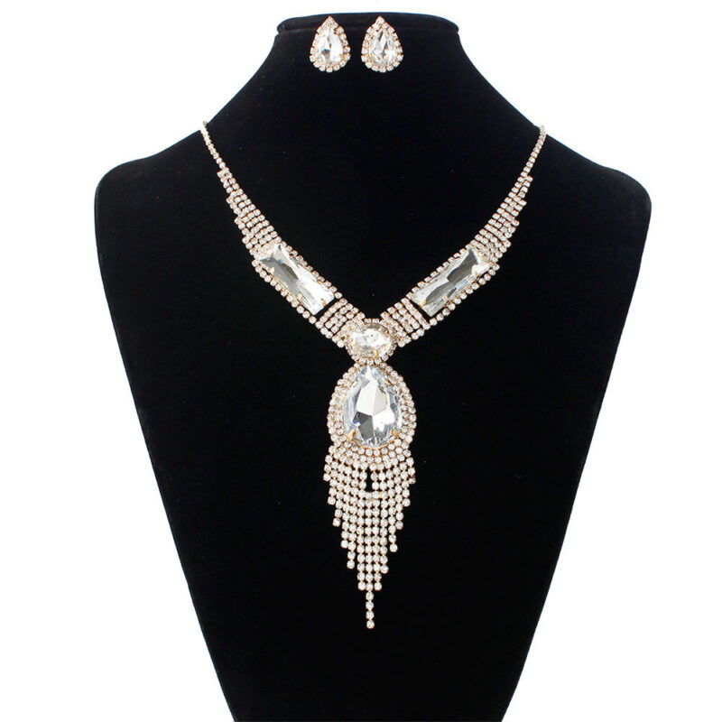 S151 fashion bridal jewelry set, tassel diamond, necklace, earring set - Image 5