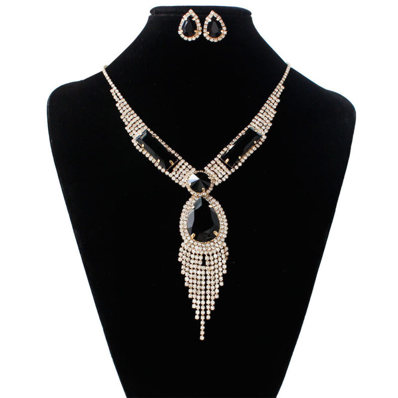 S151 fashion bridal jewelry set, tassel diamond, necklace, earring set - Image 2