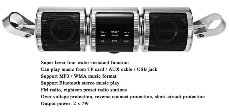Motorcycle MP3 Music Player Bluetooth Stereo Speaker FM Radio Waterproof Adjustable Bracket - Image 7