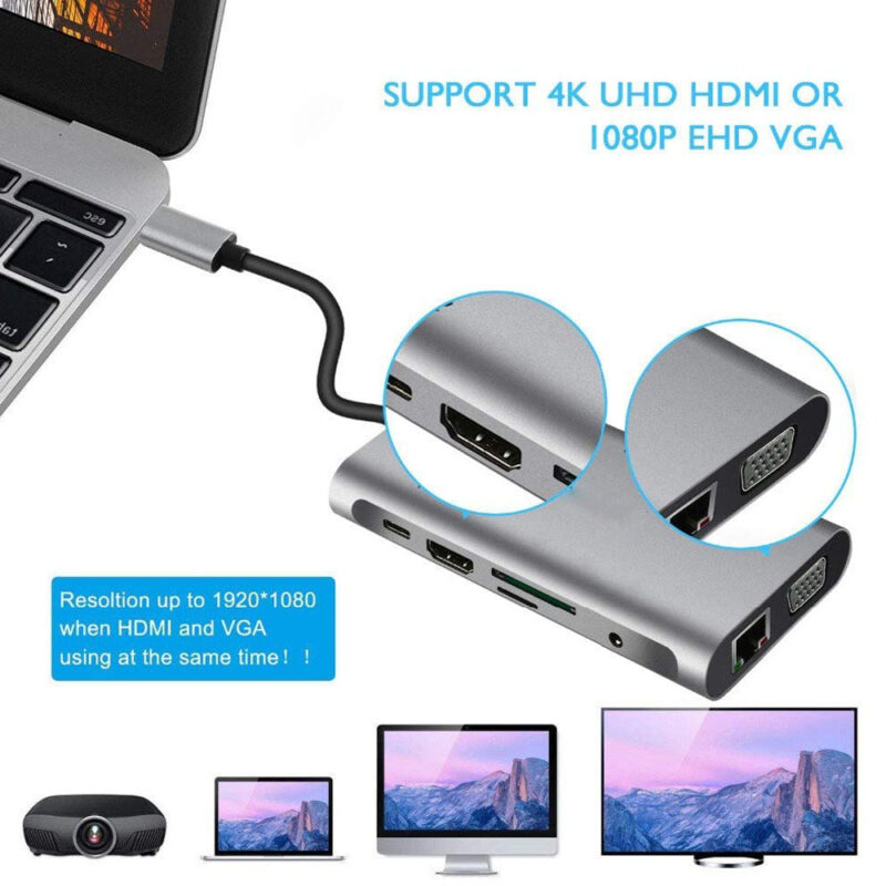 USB Type C to HDMI Ten in one expansion dock usb dock - Image 3