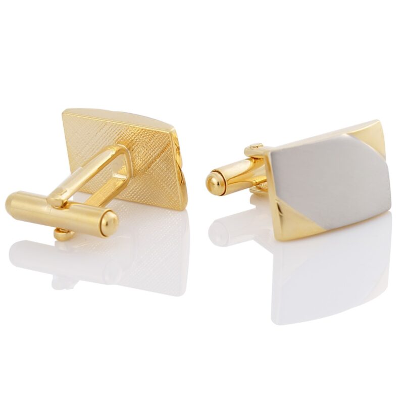 Gold two-tone brushed men's cufflinks - Image 5