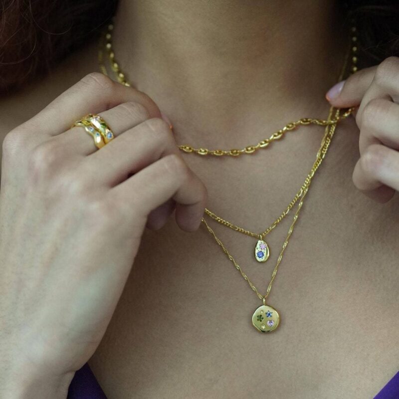 Titanium Steel High Color Retention Color Diamond Stars Heart Round Coin Necklace - Image 7