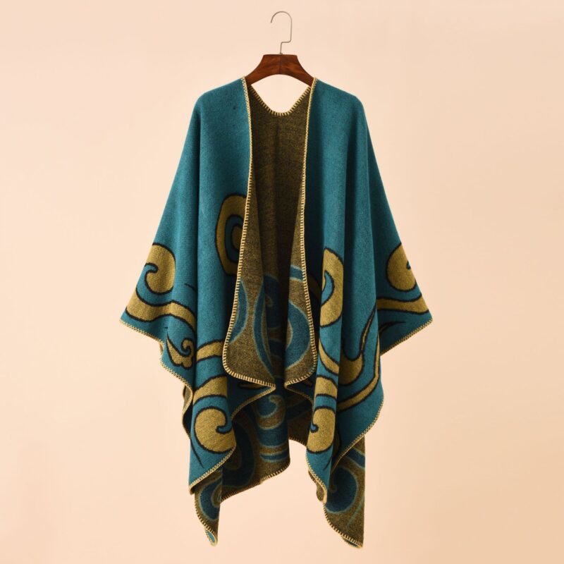 European And American Street Auspicious Clouds Pattern Herringbone Cashmere Warm Shawl - Image 4