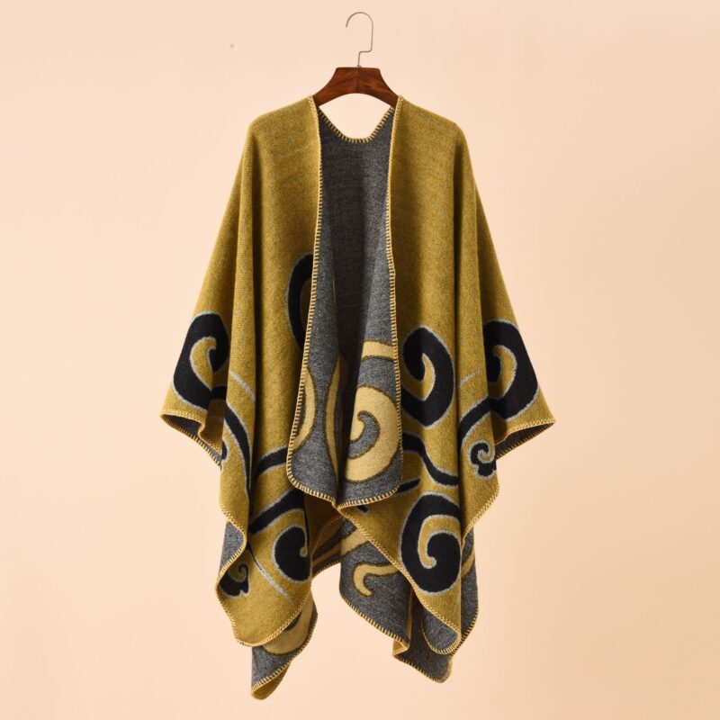 European And American Street Auspicious Clouds Pattern Herringbone Cashmere Warm Shawl - Image 5