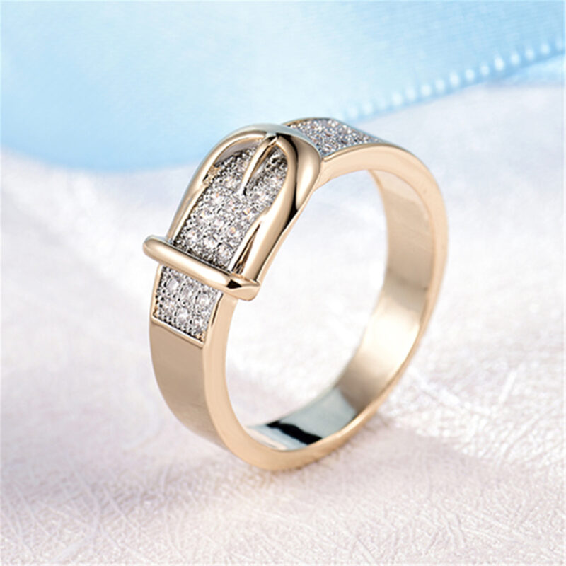 Creative Micro-inlaid Belt-shaped Couple Rings - Image 5