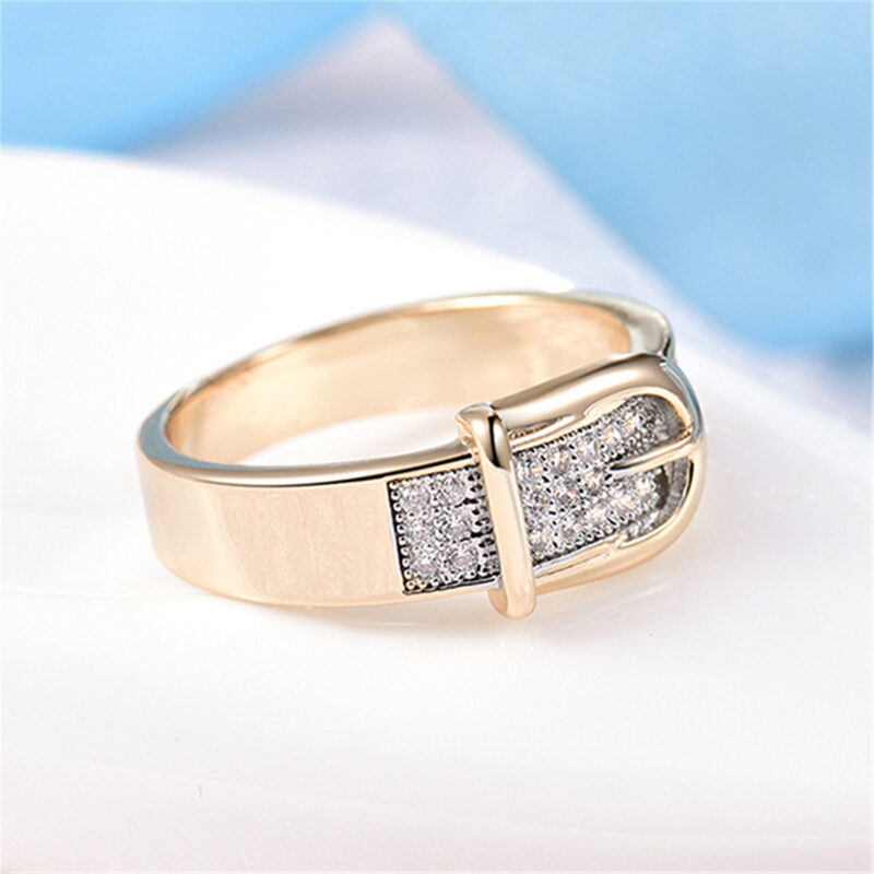 Creative Micro-inlaid Belt-shaped Couple Rings - Image 4